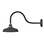 Foundry Outdoor Industrial Shade Curve Arm Wall Light - Textured Black