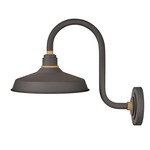 Foundry Outdoor 12 inch Industrial Shade Hook Arm Wall Light - Museum Bronze