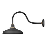 Foundry Outdoor Industrial Shade Curve Arm Wall Light - Textured Black