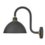 Foundry Outdoor 12 inch Dome Shade Hook Arm Wall Light - Textured Black