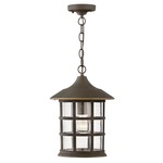 Freeport 120V Composite Outdoor Pendant - Oil Rubbed Bronze / Clear Seedy