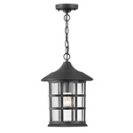 Freeport 120V Composite Outdoor Pendant - Textured Black / Clear Seedy