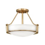 Hathaway Semi Flush Ceiling Light - Heritage Brass / Etched Opal