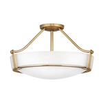 Hathaway Semi Flush Ceiling Light - Heritage Brass / Etched Opal