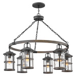 Lakehouse 120V Outdoor Chandelier - Aged Zinc / Clear Seedy