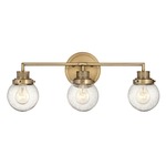 Poppy Bathroom Vanity Light - Heritage Brass / Clear Seedy