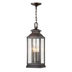 Revere 120V Outdoor Pendant - Blackened Brass / Clear Seedy
