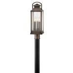 Revere 120V Outdoor Post / Pier Mount - Blackened Brass / Clear Seedy