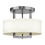 Hampton Semi Flush Ceiling Light - Antique Nickel / Off White Linen