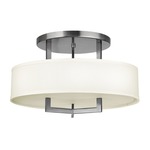 Hampton Semi Flush Ceiling Light - Antique Nickel / Off White Linen