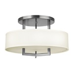 Hampton Semi Flush Ceiling Light - Antique Nickel / Off White Linen