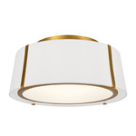 Fulton Ceiling Flush Light - Antique Gold / White Silk