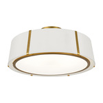 Fulton Semi Flush Ceiling Light - Antique Gold / White Silk