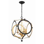 Odelle Chandelier - Matte Black / Antique Gold