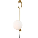 Gina Plug-in Wall Light - Aged Brass / Opal