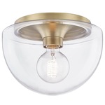 Grace Round Ceiling Light Fixture - Aged Brass / Clear