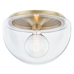 Grace Round Ceiling Light Fixture - Aged Brass / Clear
