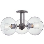 Margot 3 Light Semi Flush Ceiling Light - Old Bronze / Clear