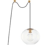 Margot Swag Plug-in Pendant - Aged Brass / Clear