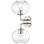Margot Double Wall Light - Polished Nickel / Clear