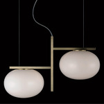 Alba Double Pendant - Satin Brass / Opaline