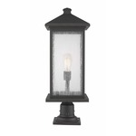Portland Outdoor Pier Light with Traditional Base - Oil Rubbed Bronze / Clear Seedy