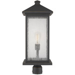 Portland Outdoor Post Light with Round Fitter - Oil Rubbed Bronze / Clear Seedy