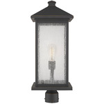 Portland Outdoor Post Light with Round Fitter - Oil Rubbed Bronze / Clear Seedy