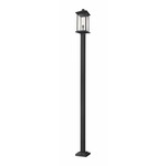 Portland Outdoor Post Light with Square Post/Stepped Base - Black / Clear Beveled