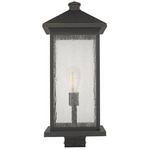 Portland Outdoor Post Light with Square Fitter - Oil Rubbed Bronze / Clear Seedy