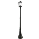 Beacon Outdoor Post Light with Round Post/Decorative Base - Oil Rubbed Bronze / Clear Beveled