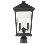 Beacon Outdoor Post Light with Round Fitter - Black / Clear Beveled