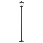Beacon Outdoor Post Light with Square Post/Stepped Base - Black / Clear Beveled