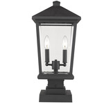 Beacon Outdoor Pier Light with Square Stepped Base - Black / Clear Beveled