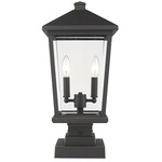 Beacon Outdoor Pier Light with Square Stepped Base - Oil Rubbed Bronze / Clear Beveled