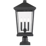 Beacon Outdoor Pier Light with Traditional Base - Black / Clear Beveled