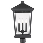 Beacon Outdoor Post Light with Round Fitter - Black / Clear Beveled