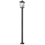 Beacon Outdoor Post Light with Square Post/Stepped Base - Black / Clear Beveled