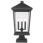 Beacon Outdoor Pier Light with Square Stepped Base - Black / Clear Beveled