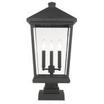 Beacon Outdoor Pier Light with Square Stepped Base - Oil Rubbed Bronze / Clear Beveled