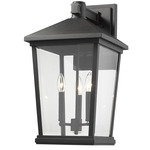 Beacon Outdoor Wall Light - Black / Clear Beveled