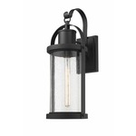 Roundhouse Outdoor Wall Light - Black / Clear Seedy