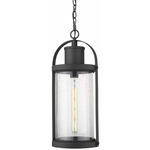 Roundhouse Outdoor Pendant - Black / Clear Seedy