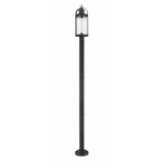 Roundhouse Round Outdoor Pole Light - Black / Clear Seedy
