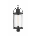 Roundhouse Outdoor Post Light with Round Fitter - Black / Clear Seedy
