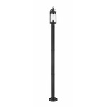 Roundhouse Outdoor Post Light with Round Post/Stepped Base - Black / Clear Seedy