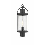 Roundhouse Outdoor Post Light with Round Fitter - Black / Clear Seedy