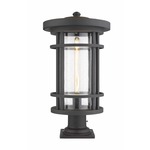 Jordan Square Outdoor Pier Light - Oil Rubbed Bronze / Clear Seedy