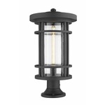 Jordan Outdoor Pier Light with Simple Round Base - Black / Clear Seedy