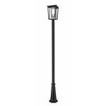 Seoul Outdoor Post Light with Round Post/Hexagon Base - Black / Clear